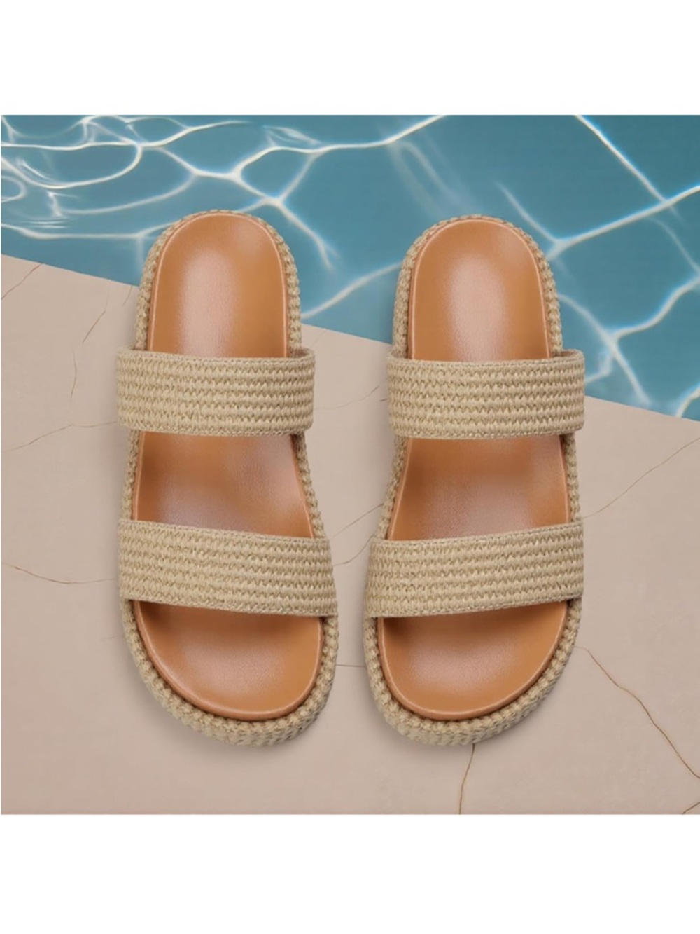 Women's Platform Wedge Sandals Open Toe Summer Espadrilles Beach Raffia